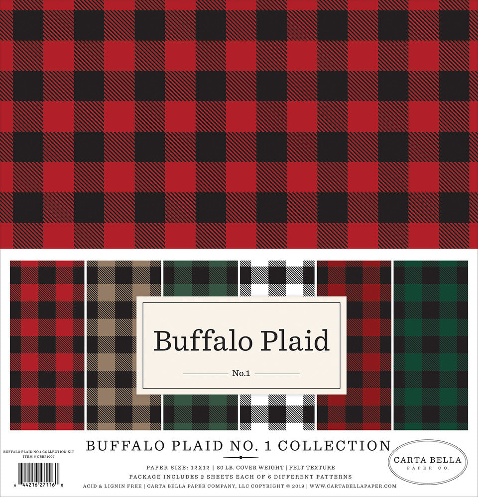 12x12 Paper: Carta Bella-Buffalo Plaid No.1 Collection