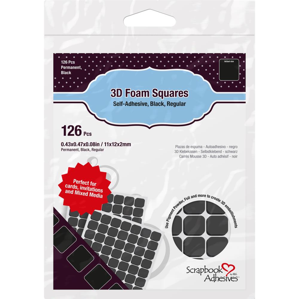 Adhesives: 3L CORP-Scrapbook Adhesives-3D Self-Adhesive Foam Squares 126/Pkg-Black