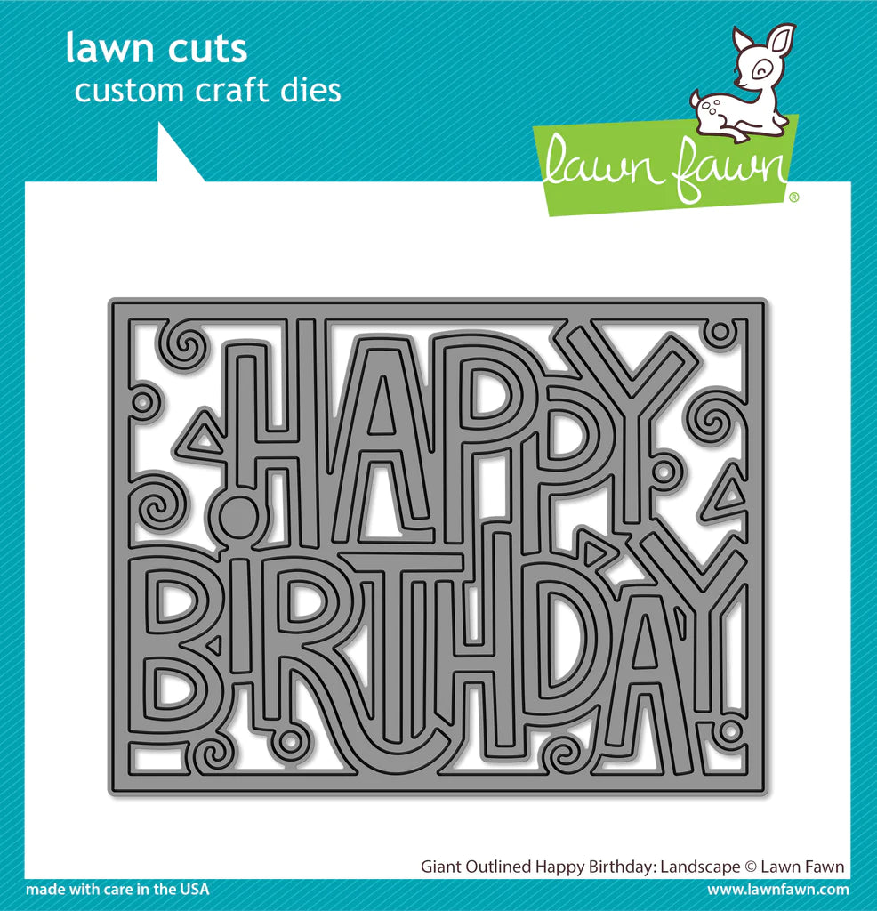 Dies: Lawn Fawn-Giant Outlined Happy Birthday: Landscape