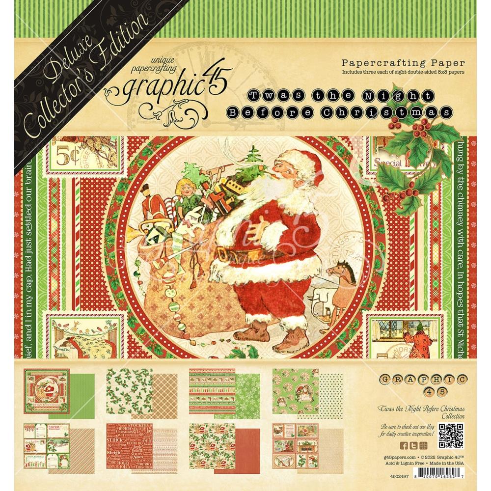 8x8 Paper: Graphic 45 Double-Sided Paper Pad 24/Pkg-T’was The Night Before Christmas