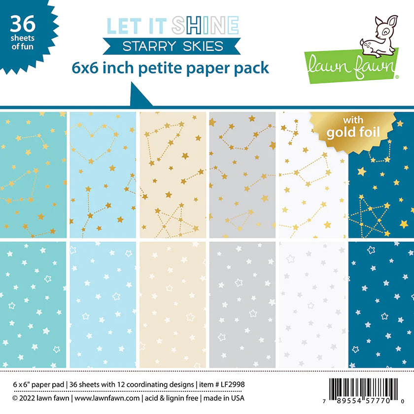 6x6 Paper: Lawn Fawn-Let It Shine Starry Skies Petite Pack