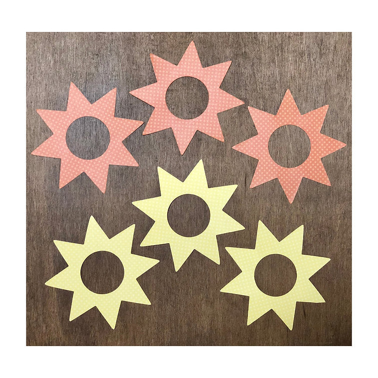 Embellishments: Keller’s Creations-Orange Dot Sunburst Frames