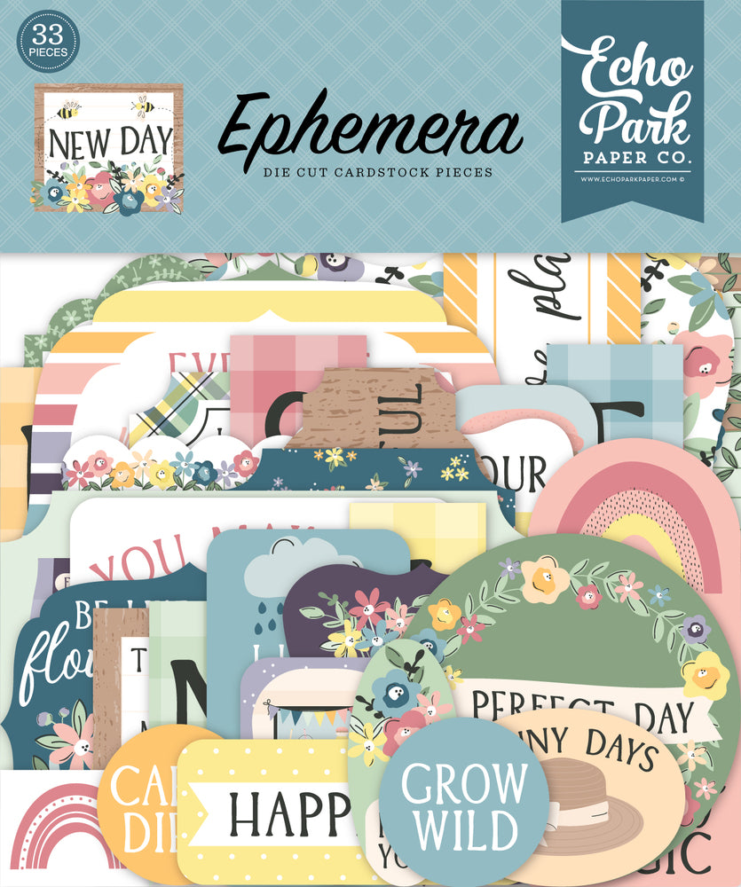 Embellishments: Echo Park Ephemera Die Cut Cardstock Pack-New Day