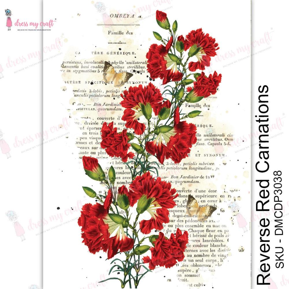 Dress My Craft Transfer Me Sheet A4-Reverse Red Carnation