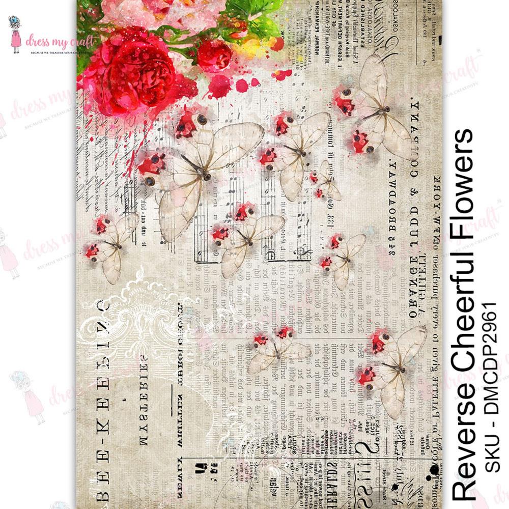 Dress My Craft Transfer Me Sheet A4-Reverse Cheerful Flowers