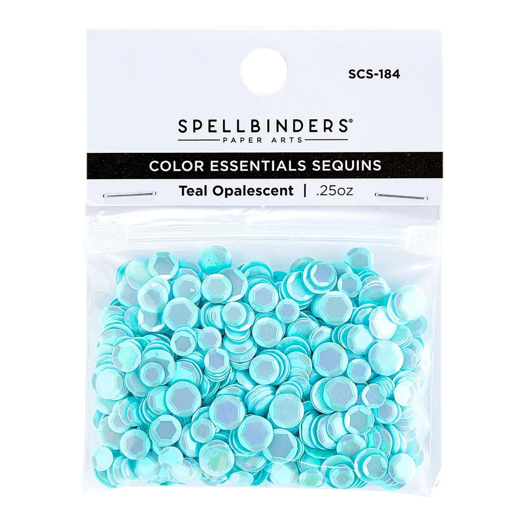 Embellishments: Spellbinders-Color Essentials Sequins-Teal Opalescent