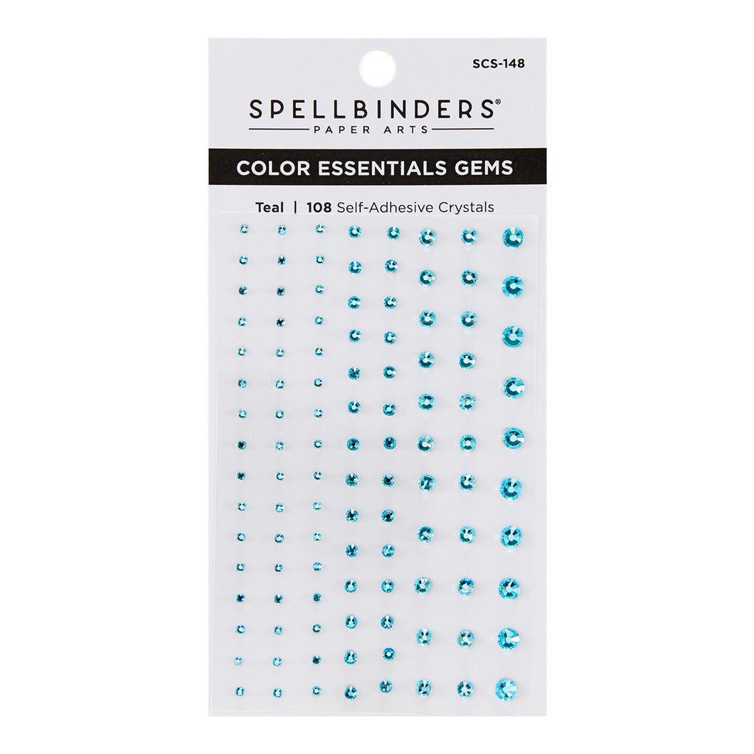 Embellishments: Spellbinders-Teal Mix Color Essentials Gems