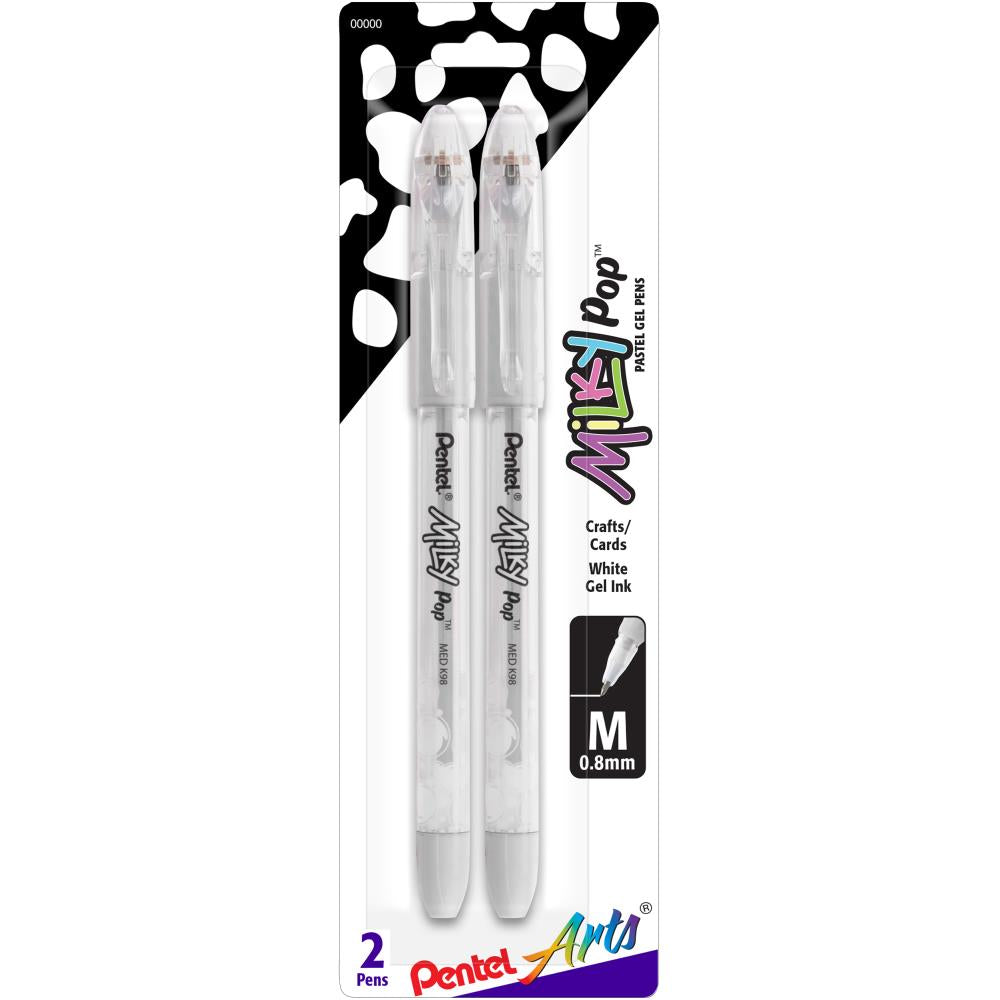 Coloring Tools: Pentel Milky Pop Pastel Gel Pens .8mm 2/Pkg-White Ink pen