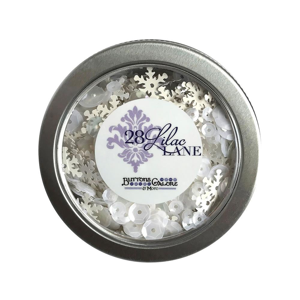 Embellishments: Buttons Galore & More: 28 Lilac Lane Tin W/Sequins 20g-Blizzard