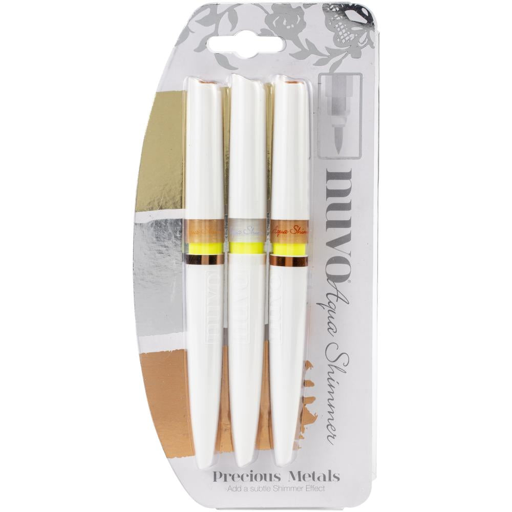 Coloring Tools: Nuvo Aqua Shimmer Pens 3/Pkg-Precious Metals